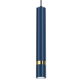 LAMPAMI - lampa tuba sufitowa wisząca pojedyncza, niebieska lampa wisząca nowoczesna, niebieska lampa wisząca do sypialni, lampa nad wyspę JOKER NAVY BLUE/GOLD