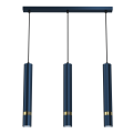 LAMPAMI - niebieska lampa wisząca nowoczesna, niebieska lampa wisząca do jadalni, lampa nad wyspę JOKER NAVY BLUE/GOLD