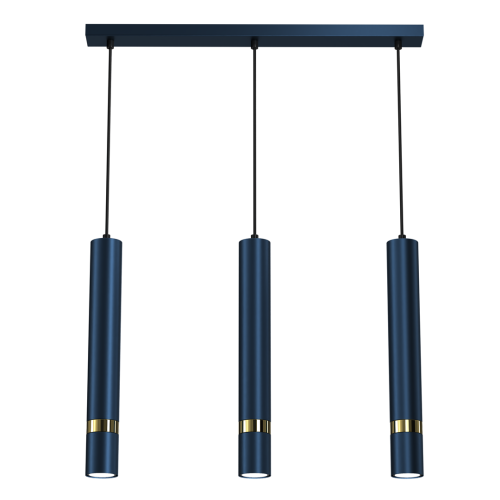 LAMPAMI - niebieska lampa wisząca nowoczesna, niebieska lampa wisząca do jadalni, lampa nad wyspę JOKER NAVY BLUE/GOLD