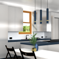 LAMPAMI - niebieska lampa wisząca nowoczesna, niebieska lampa wisząca do jadalni, lampa nad wyspę JOKER NAVY BLUE/GOLD