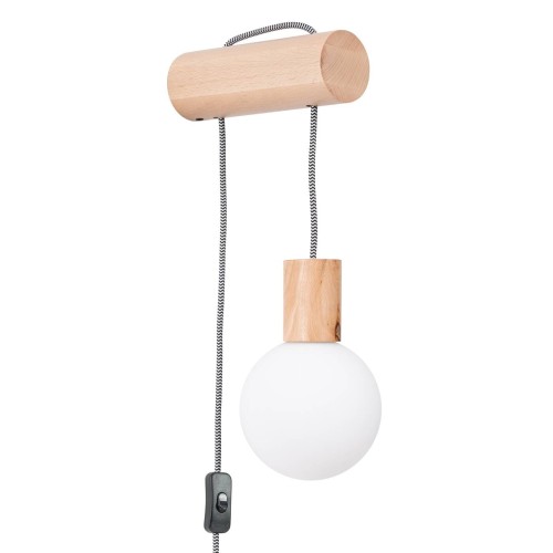 LAMPAMI - kinkiet nowoczesny, kinkiet loftowy, drewniany kinkiet ścienny, kinkiet do salonu, kinkiet z włącznikiem NIMBI
