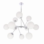  Srebrny żyrandol glamour klosze białe kule 12XE14 40W BELWEDER 