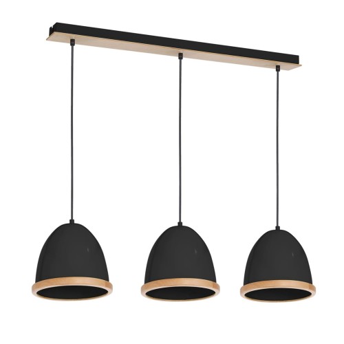 LAMPAMI - czarna lampa wisząca drewniana, lampa z drewnem, lampa kuchenna sufitowa, lampa skandynawska STUDIO BLACK