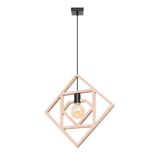LAMPAMI - lampa drewniana wisząca, lampa do salonu, lampa z drewna, żyrandol boho, lampa nad stół do jadalni CARO