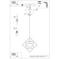 LAMPAMI - lampa drewniana wisząca szkic CARO
