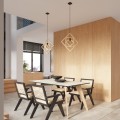 LAMPAMI - lampa drewniana wisząca, lampa do salonu, lampa z drewna, żyrandol boho, lampa nad stół do jadalni CARO