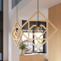 LAMPAMI - lampa drewniana wisząca, lampa do salonu, lampa z drewna, żyrandol boho, lampa nad stół do jadalni CARO