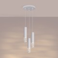 LAMPAMI - nowoczesna lampa potrójna wisząca, tuby wiszące białe, lampa nad stół do jadalni LIRO 3P