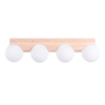 Lampa sufitowa drewniana klosze białe kule 4xG9 BULBO 4 naturalne drewno