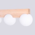 LAMPAMI - lampa drewniana klosze białe kule, lampy szklane kule nowoczesne, lampa sufitowa z drewna, plafon sufitowy BULBO 4 naturalne drewno