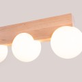 LAMPAMI - lampa drewniana klosze białe kule, lampy szklane kule nowoczesne, lampa sufitowa z drewna, plafon sufitowy BULBO 3 naturalne drewno