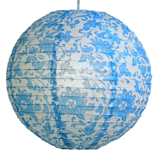 LAMPAMI - lampa dla dziecka, lampa do pokoju dziecięcego, abażur dziecięcy kolorowy, lampa dla dziewczynki ABAŻUR PAPIEROWY KOKON 35 KWIATY NIEBIESKIE