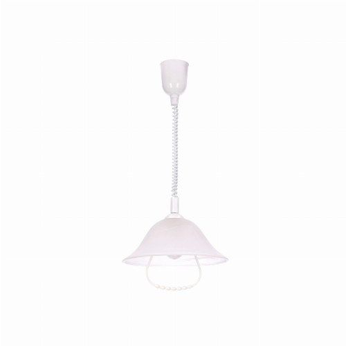 LAMPAMI - lampa sufitowa biała, biała lampa wisząca, lampa wisząca biała, lampa kuchenna ALFA  lampa nad stół ze ściągaczem z rączką