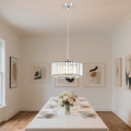 LAMPAMI - lampa wisząca srebrna, lampa kryształowa nowoczesna, lampa do salonu, żyrandol nowoczesny do salonu VETRO