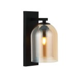 Elegancki kinkiet ścienny czarny klosz bursztynowy 1xE27 ELARIS