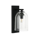  Elegancki kinkiet ścienny czarny klosz szklany 1xE27 ELARIS 