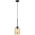 LAMPAMI - lampa wisząca pojedyncza, lampa nad stół bursztynowa, lampa wisząca czarna, lampa do sypialni wisząca bursztynowa ELARIS