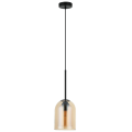 LAMPAMI - lampa wisząca pojedyncza, lampa nad stół bursztynowa, lampa wisząca czarna, lampa do sypialni wisząca bursztynowa ELARIS