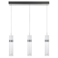 LAMPAMI - tuba ryflowana, lampa wisząca srebrna, lampa ledowa do salonu, lampa nad stół , lampa nad wyspę kuchenną Ambiente 3LED CCT