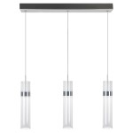 Lampa ledowa wisząca srebrna potrójna tuba ryflowana 120 cm AMBIENTE 3 LED CCT