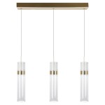 Lampa ledowa złota wisząca potrójna tuba ryflowana 120 cm AMBIENTE 3 LED CCT 