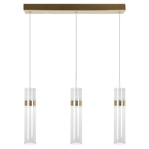 LAMPAMI - tuba ryflowana ze złotym, lampa wisząca złota, lampa ledowa do salonu, lampa nad stół , lampa nad wyspę kuchenną Ambiente 3LED CCT