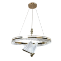 LAMPAMI - żyrandol nowoczesny ledowy, lampa wisząca złota, żyrandol do salonu, żyrandol nowoczesny złoty, złota lampa wisząca Marissa Cristal LED CCT