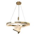 LAMPAMI - żyrandol nowoczesny ledowy, lampa wisząca złota, żyrandol do salonu, żyrandol nowoczesny złoty, złota lampa wisząca Marissa Cristal LED CCT