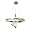 LAMPAMI - żyrandol nowoczesny ledowy, lampa wisząca złota, żyrandol do salonu, żyrandol nowoczesny złoty, złota lampa wisząca Marissa Cristal LED CCT