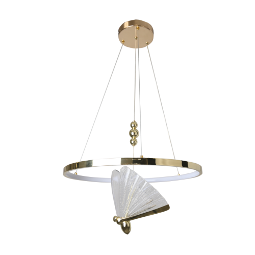 LAMPAMI - żyrandol nowoczesny ledowy, lampa wisząca złota, żyrandol do salonu, żyrandol nowoczesny złoty, złota lampa wisząca Marissa RING LED CCT
