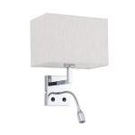 Klasyczny kinkiet na ścianę z wyłącznikiem i doświetlaczem kremowy modern classic 1xE27 HOTEL MOOD LED chrom