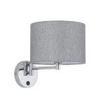  Klasyczny kinkiet na ścianę z wyłącznikiem szary modern classic 1xE14 HOTEL MOOD chrom 