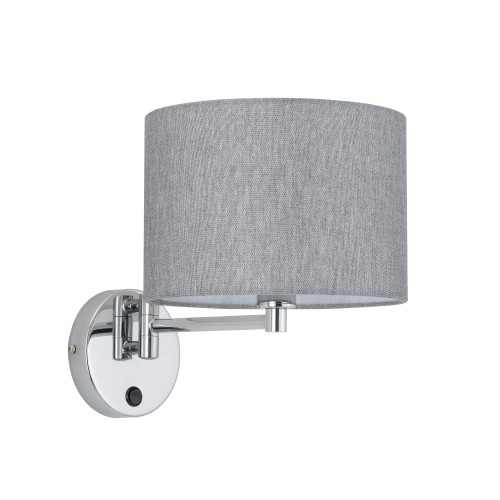 LAMPAMI - szary kinkiet hotelowy, kinkiet do sypialni, klasyczny kinkiet ścienny z włącznikiem, kinkiet do salonu - HOTEL MOOD NOWODVORSKI