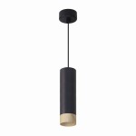  Lampa sufitowa wisząca tuba czarna z drewnem 1xGU10 1x15W CONTI