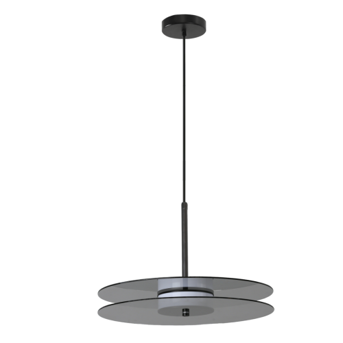 LAMPAMI - lampa do salonu nad sofę, lampa wisząca czarna dymiona, nowoczesna lampa ledowa wisząca, lampa do sypiani, wisząca lampa duża Casy dymna LED CCT