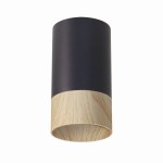 Tuba sufitowa czarna z drewnem 10 cm 1xGU10 1x15W CONTI 