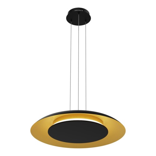 LAMPAMI - żyrandol ledowy, żyrandol do salonu, lampa do salonu nowoczesna, żyrandol led do salonu, lampa ledowa do salonu Piattino Czarny Złoty 30W LED 3000K-4000k-6000K