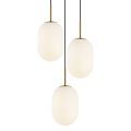 LAMPAMI - lampa sufitowa do salonu klosze białe kule, lampa sufitowa wisząca do salonu, lampa nad stół, lampa szklane kule ALIAS GOLD 3xE14 koło