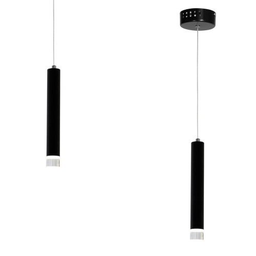 LAMPAMI - lampa nad wyspę, pojedyncza lampa wisząca, lampa wisząca czarna, lampa do sypialni tuba sufitowa wisząca  CARBON 1X5W LED