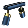 LAMPAMI - niebieska lampa sufitowa nowoczesna, lampa do kuchni, lampa do przedpokoju JOKER NAVY BLUE/GOLD 2xGU10