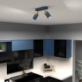LAMPAMI - niebieska lampa sufitowa nowoczesna, lampa do kuchni, lampa do przedpokoju JOKER NAVY BLUE/GOLD 2xGU10