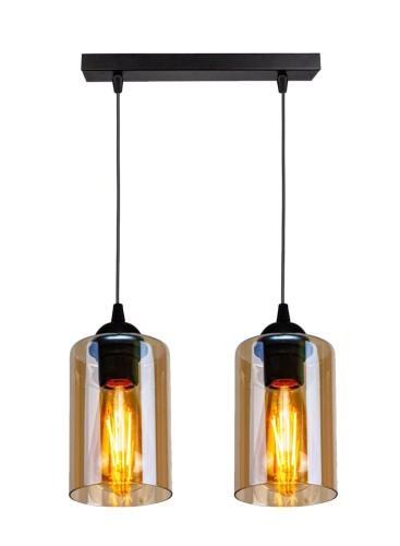 LAMPAMI - lampa wisząca nowoczesna, lampa nad stół do jadalni, lampa sufitowa wisząca czarna z brązowym BISTRO