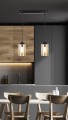 LAMPAMI - lampa wisząca nowoczesna, lampa nad stół do jadalni, lampa sufitowa wisząca czarna z brązowym BISTRO