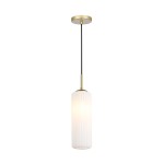 Nowoczesna lampa wisząca szkło karbowane biała ze złotym 1xE27 VESTA