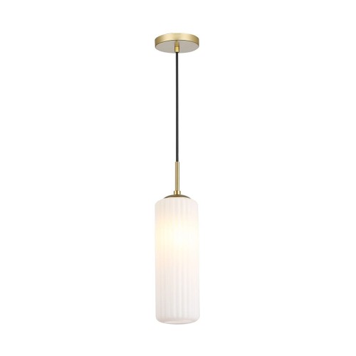 LAMPAMI - lampa glamour, lampa do sypialni, lampa nowoczesna wisząca biała ze złotym, lampa nad okrągły stół wisząca Vesta 1xE27