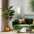 LAMPAMI - lampa glamour, lampa do sypialni, lampa nowoczesna wisząca biała ze złotym, lampa nad okrągły stół wisząca Vesta 1xE27