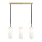 Lampa do jadalni wisząca potrójna szkło karbowane biała ze złotym 3xE27 VESTA 