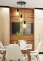 LAMPAMI - lampa wisząca nowoczesna, lampa nad stół do jadalni, lampa sufitowa wisząca czarna z brązowym BISTRO