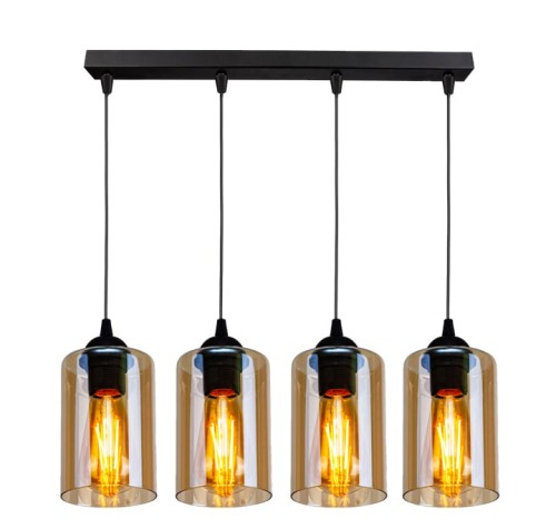 LAMPAMI - lampa wisząca nowoczesna, lampa nad stół do jadalni, lampa sufitowa wisząca czarna z brązowym BISTRO