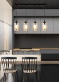 LAMPAMI - lampa wisząca nowoczesna, lampa nad stół do jadalni, lampa sufitowa wisząca czarna z brązowym BISTRO